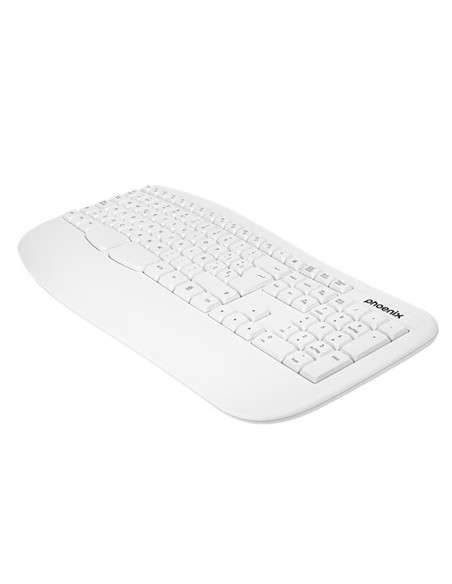 TECLADO PHOENIX K201 ERGONOMICO WIRELESS WHITE