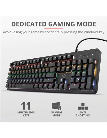 TECLADO TRUST GAMING GXT 863 MAZZ MECANICO USB RGB BLACK