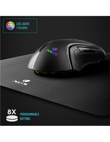 RATON NGS GAMING ERGONOMICO USB BLACK RGB