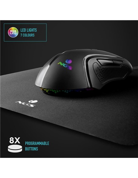 RATON NGS GAMING ERGONOMICO USB BLACK RGB