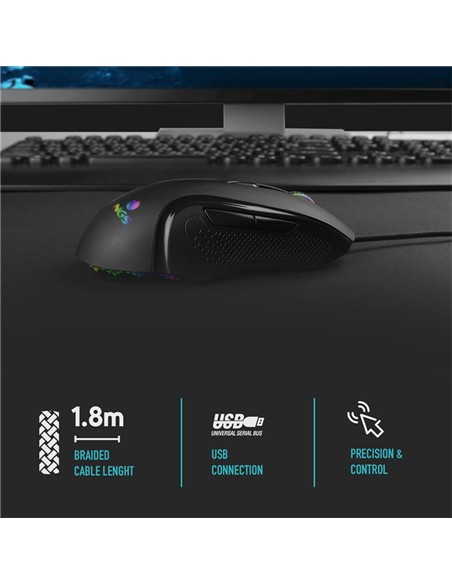 RATON NGS GAMING ERGONOMICO USB BLACK RGB