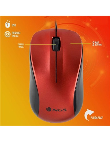 RATON NGS CREW USB OPTICO 1200 DPI RED