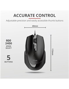 RATON TRUST VOCA USB 6 BOTONES BLACK 2