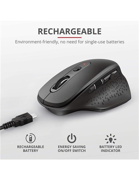 RATON TRUST OZAA ERGONOMICO RECARGABLE WIRELESS BLACK