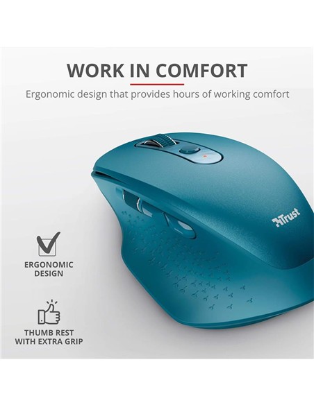 RATON TRUST OZAA ERGONOMICO RECARGABLE WIRELESS BLUE
