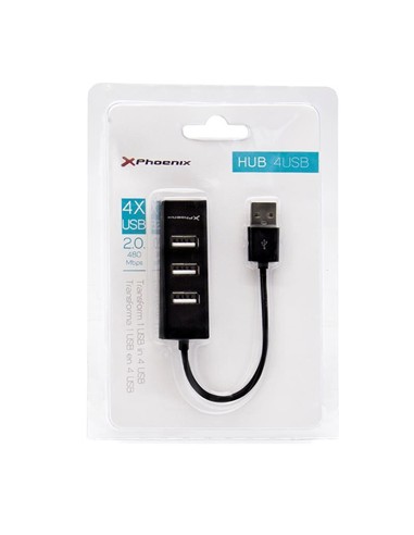 HUB USB PHOENIX 4 PUERTOS USB 2.0 BLACK