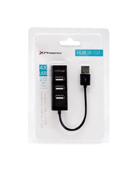 HUB USB PHOENIX 4 PUERTOS USB 2.0 BLACK