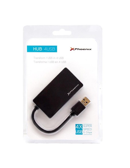 HUB USB PHOENIX 4 PUERTOS USB 3.0 BLACK