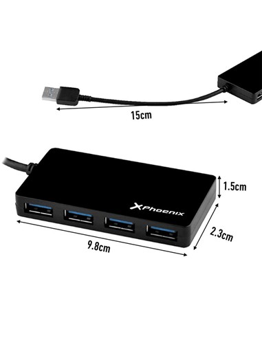 HUB USB PHOENIX 4 PUERTOS USB 3.0 BLACK