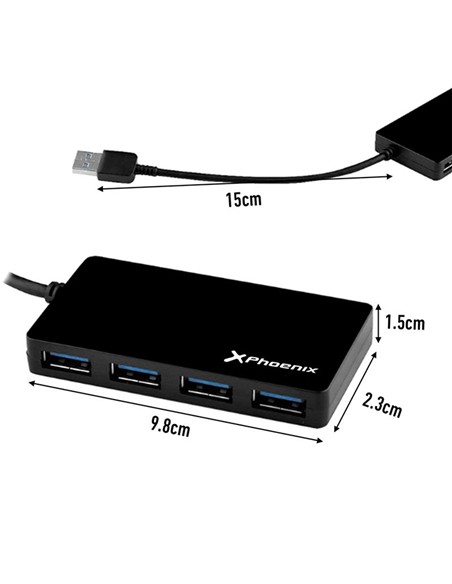 HUB USB PHOENIX 4 PUERTOS USB 3.0 BLACK