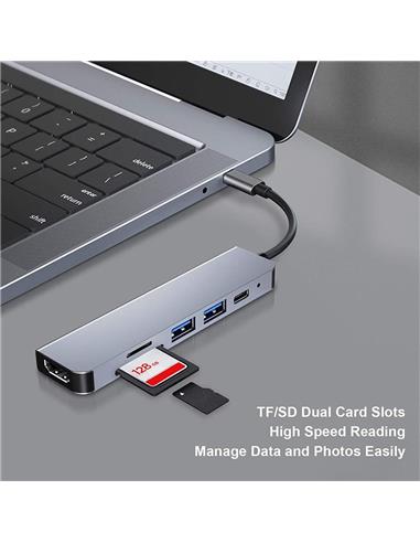 DOCK HUB ONEWAY USB-C 6 EN 1 HDMI 4K/2 USB...