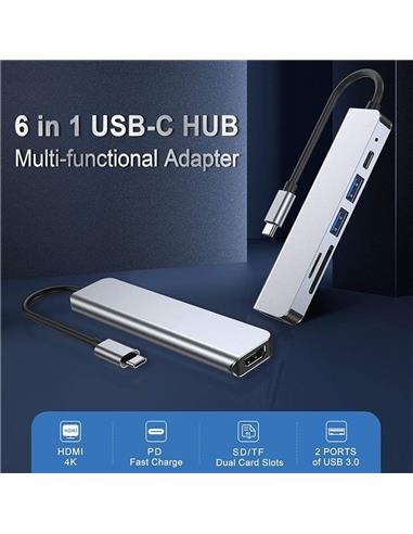 DOCK HUB ONEWAY USB-C 6 EN 1 HDMI 4K/2 USB...