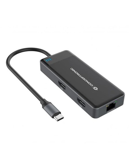 DOCK HUB CONCEPTRONIC 7IN1 USB-C 3.2 G1 2XHDMI/USB/RJ45/USCB-C PD