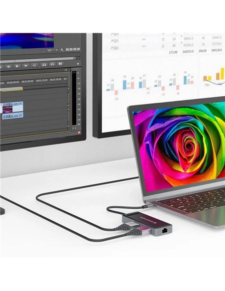 DOCK HUB CONCEPTRONIC 7IN1 USB-C 3.2 G1 2XHDMI/USB/RJ45/USCB-C PD