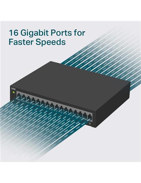 SWITCH TP-LINK ETHERNET 16 PUERTOS GIGABIT TL-SG116 METALICO