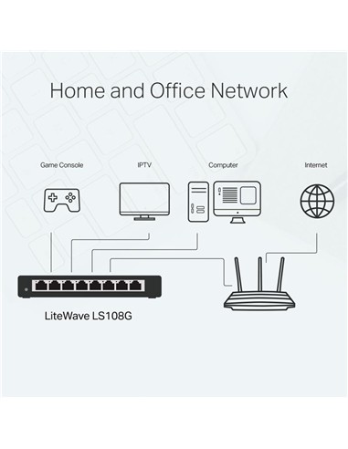SWITCH TP-LINK GIGABIT 8 PUERTOS LS108G METALICO