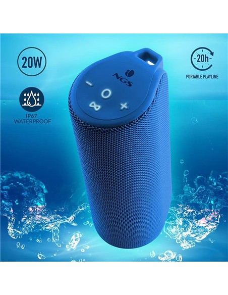 ALTAVOCES NGS ROLLER REEF BLUETOOTH USB-C IP67 20W PORTABLE BLUE