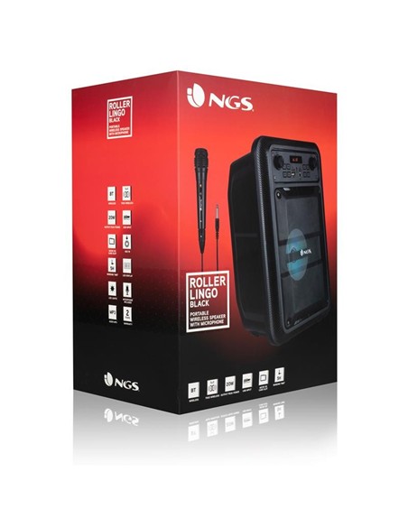 ALTAVOCES NGS ROLLERLINGO BLUETOOTH + USB + MICRO SD + MICROFONO 20W BLACK