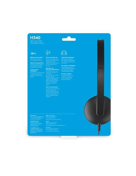 AURICULARES+ MICROFONO LOGITECH H340 USB BLACK