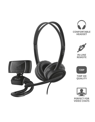 AURICULARES + WEBCAM HD TRUST HOME OFFICE BUNDLE