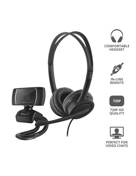 AURICULARES + WEBCAM HD TRUST HOME OFFICE BUNDLE