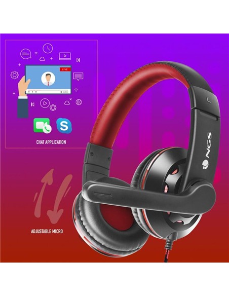 AURICULARES + MICROFONO NGS VOX420 DJ BLACK/RED