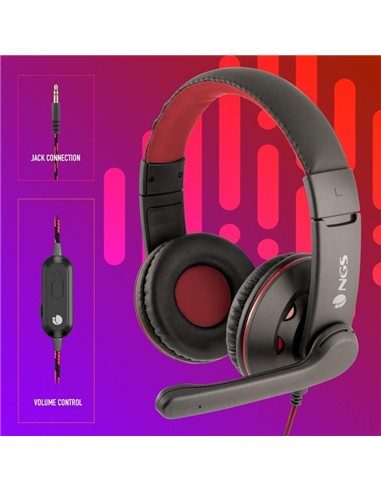 AURICULARES + MICROFONO NGS VOX420 DJ BLACK/RED