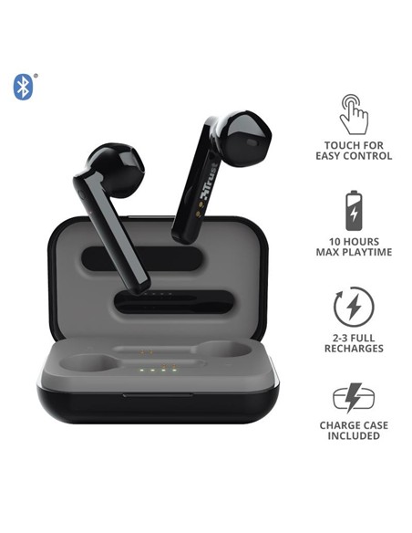 AURICULARES TRUST PRIMO TOUCH EARPHONES BLUETOOTH WIRELESS BLACK