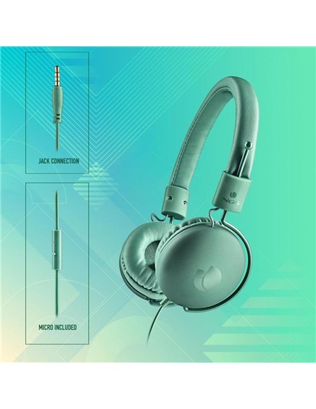 AURICULARES + MICROFONO NGS HEADPHONE CROSS HOP GREEN