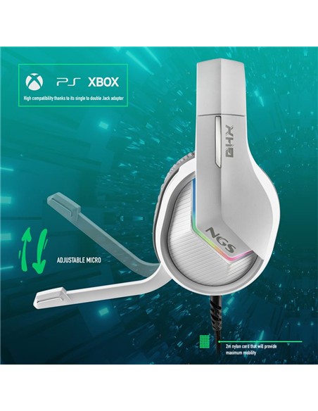 AURICULARES + MICROFONO NGS GAMING GHX-515 WHITE