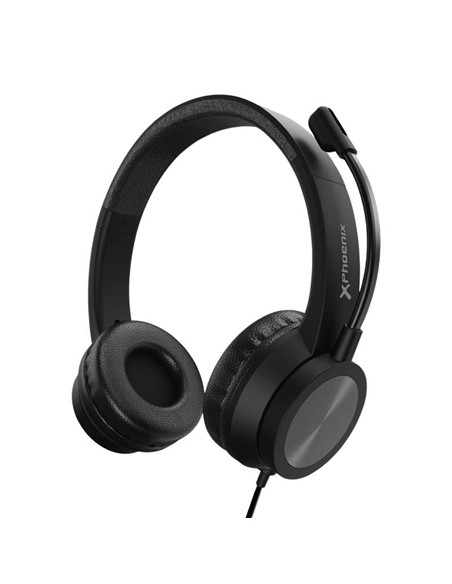 AURICULARES + MICROFONO PHOENIX USB CONTROL DE VOLUMEN BLACK