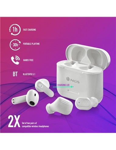 AURICULARES NGS ARTICA DUO EARPHONES BLUETOOTH...
