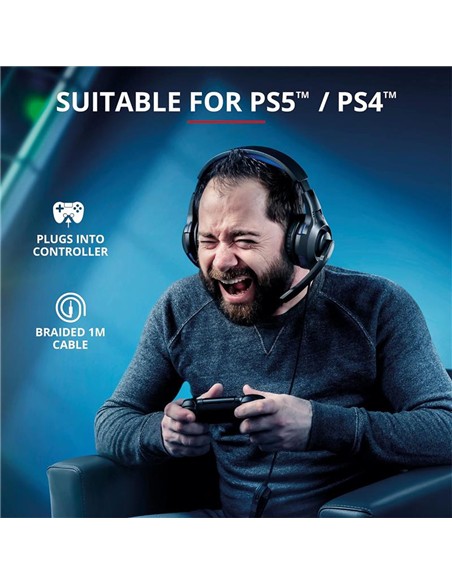 AURICULARES + MICROFONO TRUST GAMING GXT 307B RAVU PS4 HEADSET BLACK/BLUE