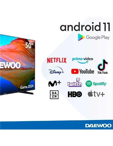 TELEVISOR QLED DAEWOO 50 4K UHD USB SMART TV ANDROID WIFI BLUETOOTH