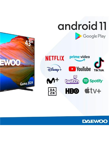 TELEVISOR DAEWOO 43 QLED 4K UHD USB SMART TV ANDROID WIFI BLUETOOTH