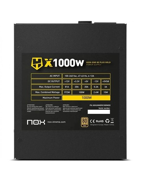 FUENTE DE ALIMENTACION NOX HUMMER X 1000W 80+ MODULAR GOLD
